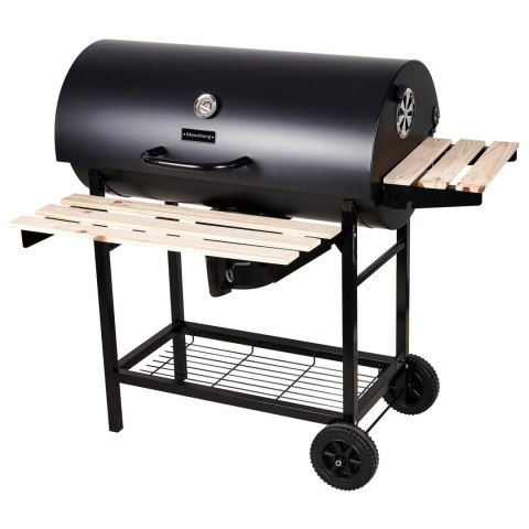 Duży grill ogrodowy, węglowy, pokrywa + półki + popielnik