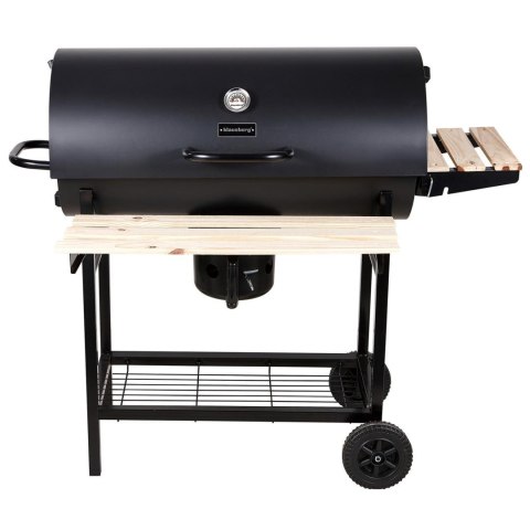 Duży grill ogrodowy, węglowy, pokrywa + półki + popielnik