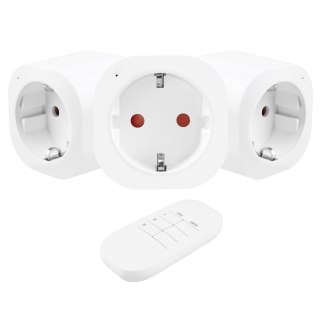 Gniazdka sterowane pilotem GreenBlue, 3szt, programowalne, zasięg do 30m, 220-240V AC, 50/60Hz, 16A, 433MHz, GB313 F