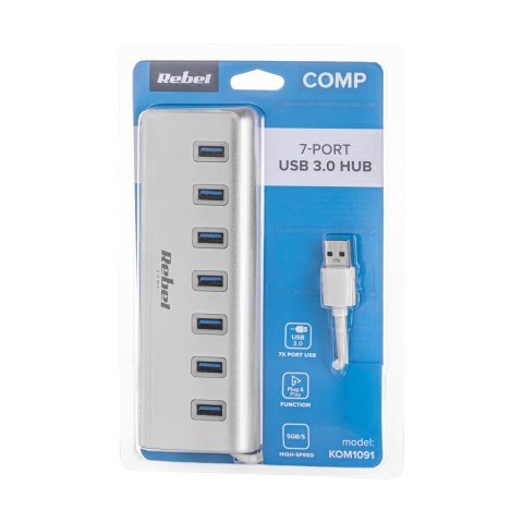 HUB (rozdzielacz) USB 3.0 7 portowy Rebel