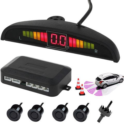 4 czujniki parkowania cofania led lcd przód tył