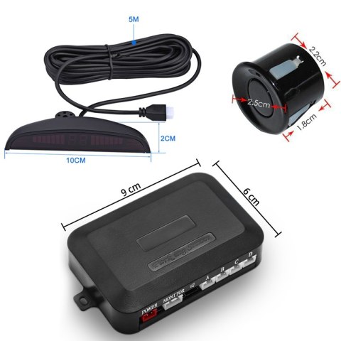 4 czujniki parkowania cofania led lcd przód tył