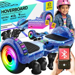 Deskorolka elektryczna hoverboard 6,5' cala deska bluetooth głośniki 250w - niebieska e031-1