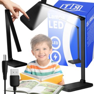 Lampka led biurkowa szkolna na biurko dotykowa 5 barw 5w ściemniana usb -e147-1 czarny