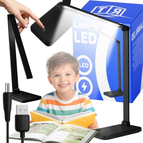 Lampka led biurkowa szkolna na biurko dotykowa 5 barw 5w ściemniana usb -e147-1 czarny