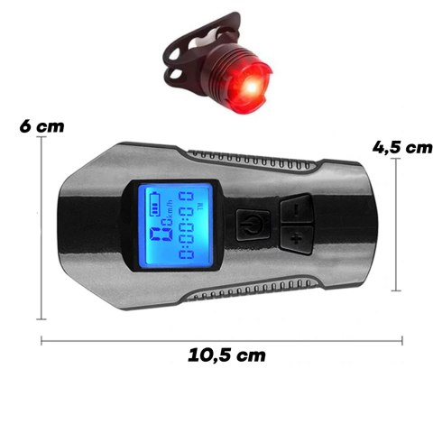 Lampka rowerowa led licznik km prędkościomierz tył - s092-1 + lampka tył