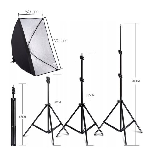 Lampy fotograficzne statyw softbox 50x70cm -e230 - inne żarówki