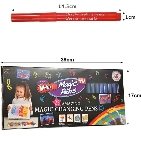 Magiczne pisaki 25 szt flamastry zmieniające kolor -d078