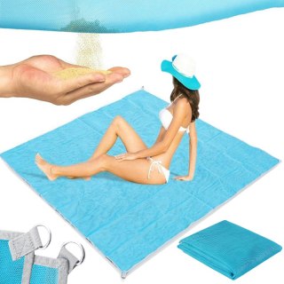 Mata plażowa koc na plażę xxl 200x200 sand free - niebieska -s045