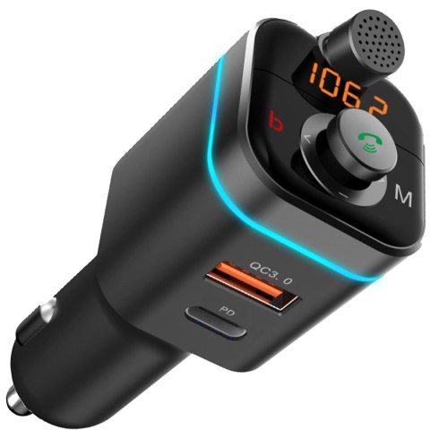 Transmiter fm bluetooth ładowarka mp3 2xusb sd lcd - e665