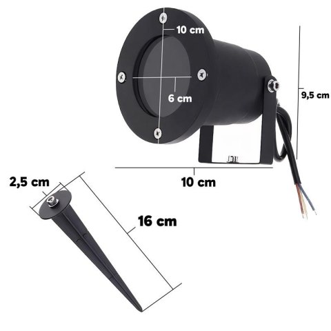 2x lampa ogrodowa led wbijana reflektor z przewodem do ogrodu metalowa ip65