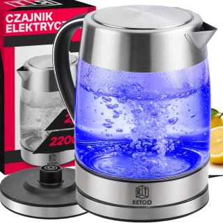 Czajnik elektryczny bezprzewodowy duży 1.7l mocny 2200w led stal szkło - or1302