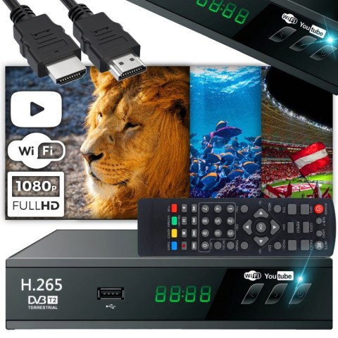 Dekoder tuner tv naziemnej usb 5v full hd dvb-t2 antena pilot + kabel hdmi - er1238