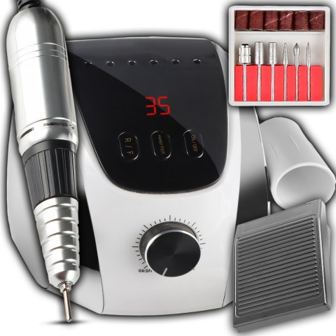 Frezarka do paznokci manicure pedicure hybrydy 65w lcd + frezy w zestawie
