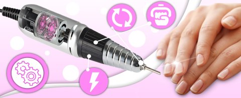 Frezarka do paznokci manicure pedicure hybrydy 65w lcd + frezy w zestawie