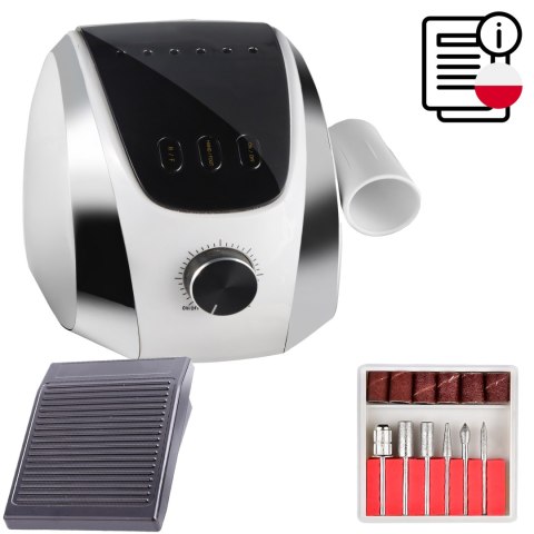 Frezarka do paznokci manicure pedicure hybrydy 65w lcd + frezy w zestawie