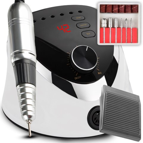 Frezarka do paznokci manicure pedicure hybrydy żele 65w + 6x frezy zestaw