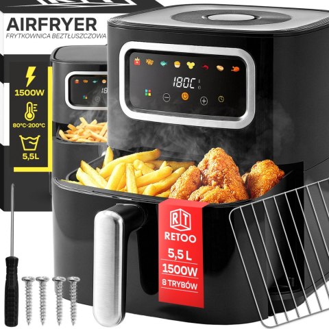 Frytkownica beztłuszczowa air fryer 5,5l airfryer 1500w 8 trybów frytownica - or1292