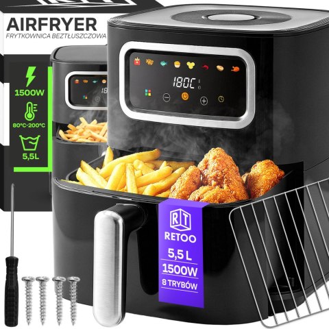 Frytkownica beztłuszczowa air fryer 5,5l airfryer 1500w 8 trybów frytownica - or1292