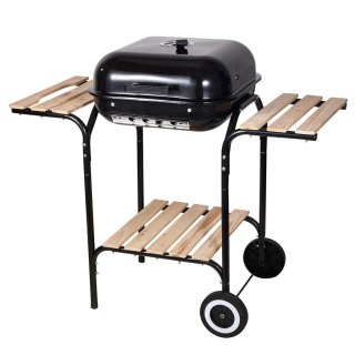 Grill ogrodowy, węglowy, z pokrywą, z półkami i kółkami