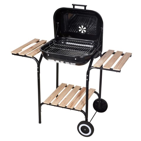 Grill ogrodowy, węglowy, z pokrywą, z półkami i kółkami
