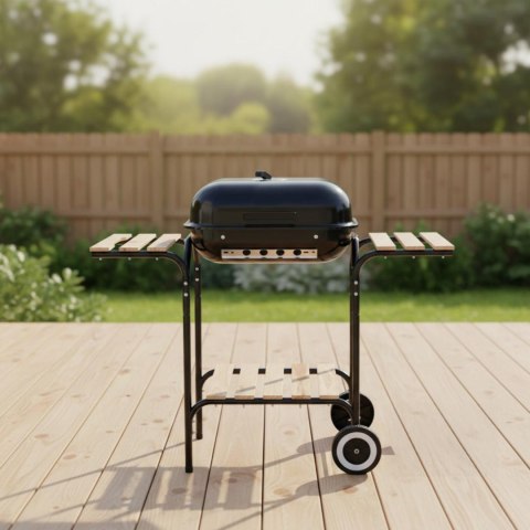Grill ogrodowy, węglowy, z pokrywą, z półkami i kółkami