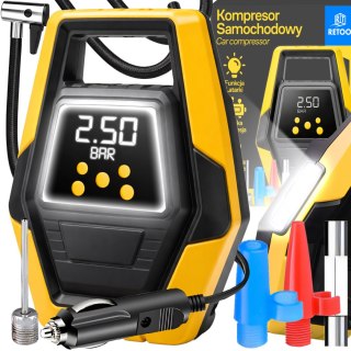 Kompresor samochodowy pompka przenośna el. sprężarka do kół 12v lcd led - er1251