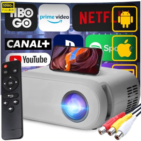 Mini projektor rzutnik led przenośny wifi full hd tv hdmi 3000lm lcd+ pilot - er1160