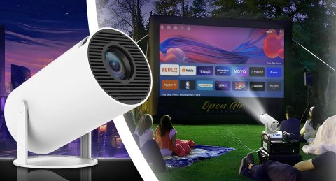 Projektor rzutnik android tv wifi full hd przenośny smart głośnik obrotowy