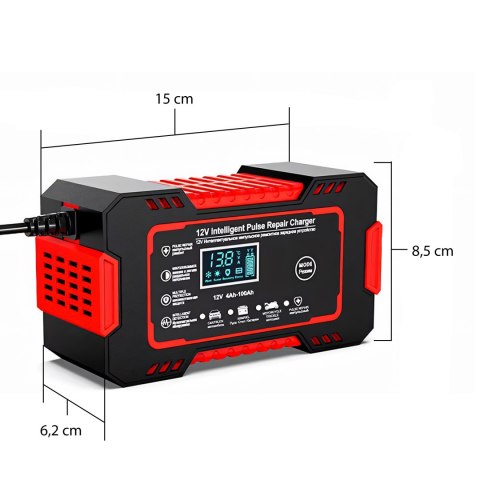Prostownik automatyczny samochodowy funkcja naprawy inteligentny 12v lcd - er1084