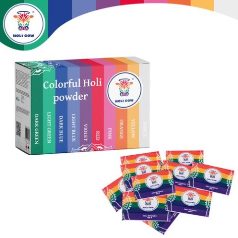 Kolorowy proszek Holi zestaw10x100g Holi Cow 27334