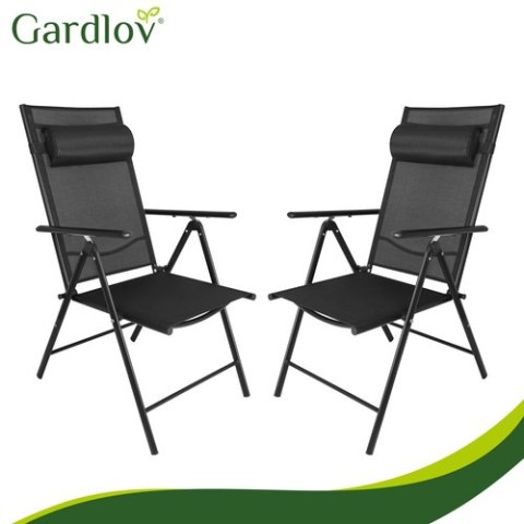 Krzesło ogrodowe składane czarne 2szt. Gardlov
