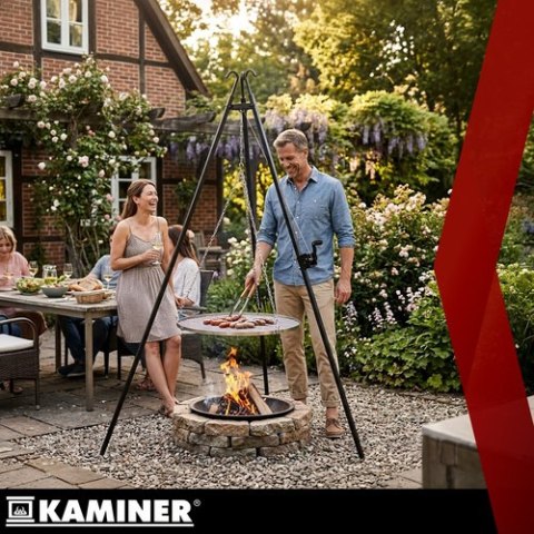 Grill ogrodowy trójnóg 190x70cm Kaminer