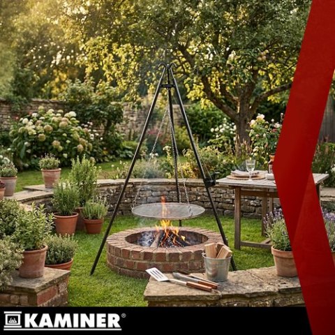 Grill ogrodowy trójnóg 190x70cm Kaminer