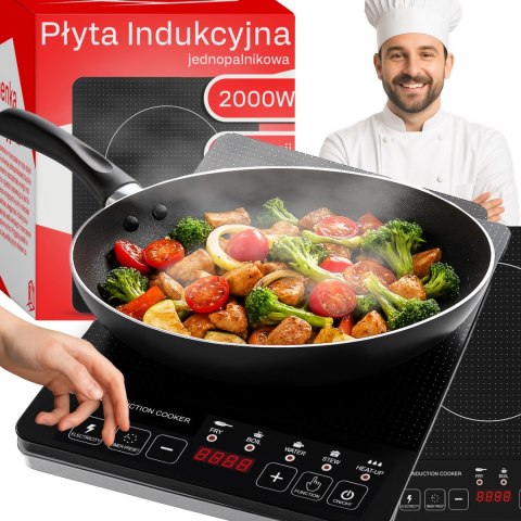 Płyta indukcyjna jeden palnik, elektryczna mobilna 2000w kuchenka 5 funkcji o210-1