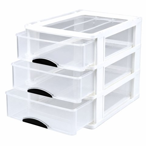 Organizer Wielofunkcyjny 3 Szuflady Plastikowy Pojemnik Biały