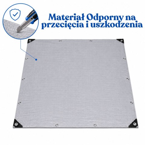 Plandeka Wodoodporna Folia Zbrojona Ochronna Przeciwdeszczowa Szara 3x4 M