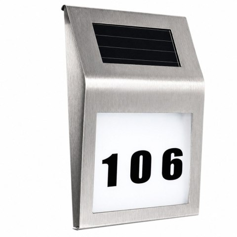 Solarna Lampa LED Kinkiet z Numerem Domu Podświetlany Ze Stali Nierdzewnej