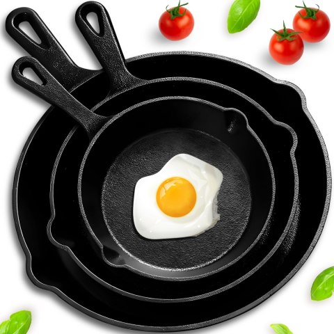 3 x patelnia żeliwna głęboka xxl zestaw patelni indukcja gaz do naleśników
