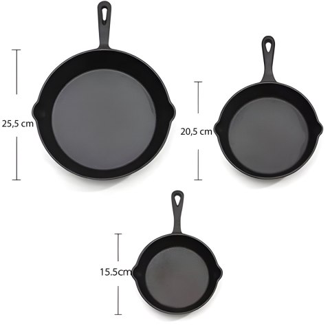 3 x patelnia żeliwna głęboka xxl zestaw patelni indukcja gaz do naleśników