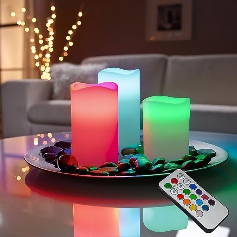 Świece led rgb świeczki ozdobne zestaw lampki świecące dekoracyjne na pilot