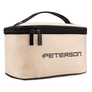 Beżowo-czarna kosmetyczka z tkaniny syntetycznej, jednokomorowa - Peterson