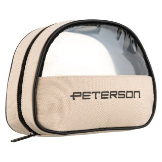 Beżowo-czarna kosmetyczka z tkaniny syntetycznej z przezroczystym panelem - Peterson