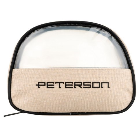 Beżowo-czarna kosmetyczka z tkaniny syntetycznej z przezroczystym panelem - Peterson