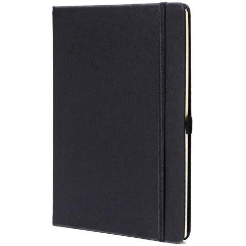 Czarny notes w formacie A5 zadrukowany w kropki, wyposażony w gumkę zamykającą - Peterson