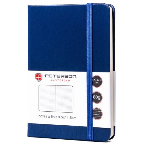 Granatowy notes w formacie A6 zadrukowany w linie - Peterson