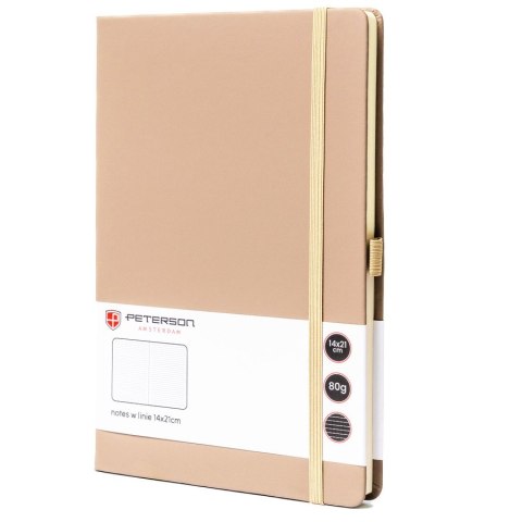 Notes w twardej oprawie w kolorze khaki, zadrukowany w linie - Peterson
