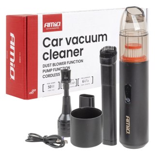 Odkurzacz samochodowy bezprzewodowy z funkcją dmuchawy i pompy ssącej 6 kpa 50w 150ml amio-04888