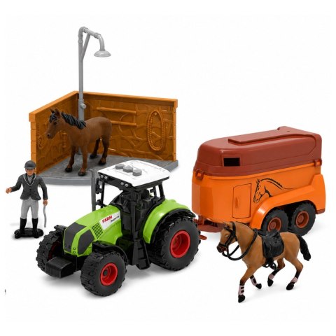 Zestaw Farma Stadnina Traktor Tor Przeszkód Skocznie Konie Figurki 72 el.