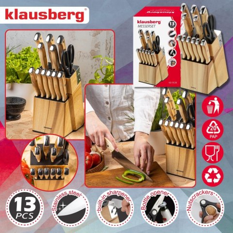 Zestaw noży kuchennych, 13 el., ostrzałka, klausberg kb-9038